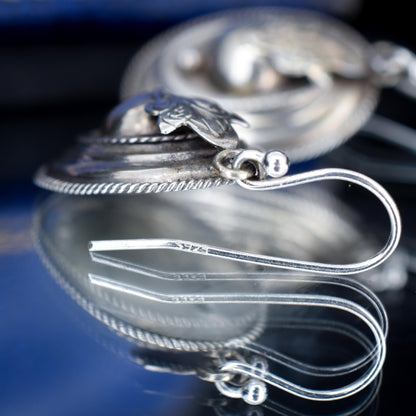 Antique Victorian Oval Silver Aesthetic Drop Dangle Earrings