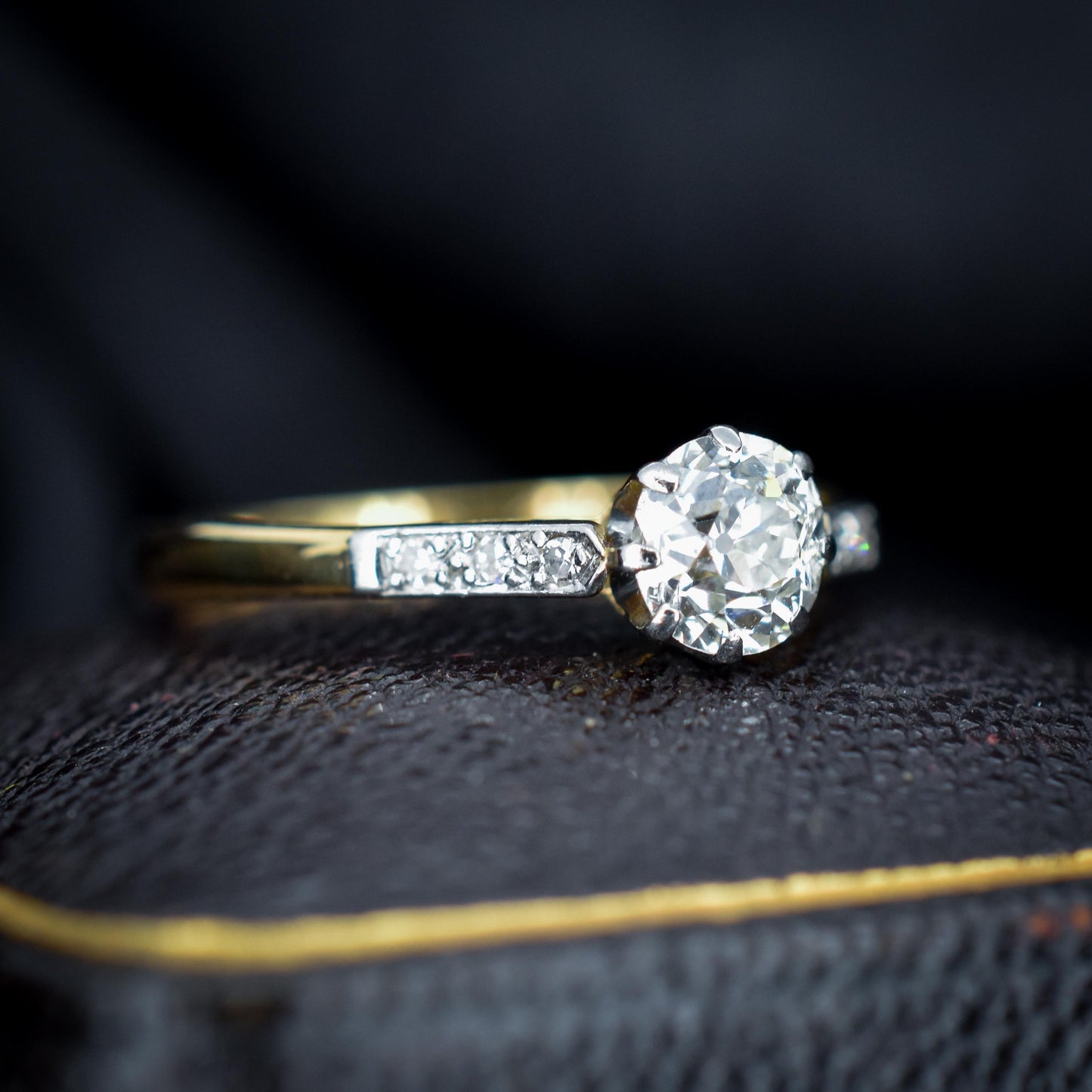 Antique 0.60 Old Cut Diamond 18ct Gold Platinum Solitaire Engagement Ring