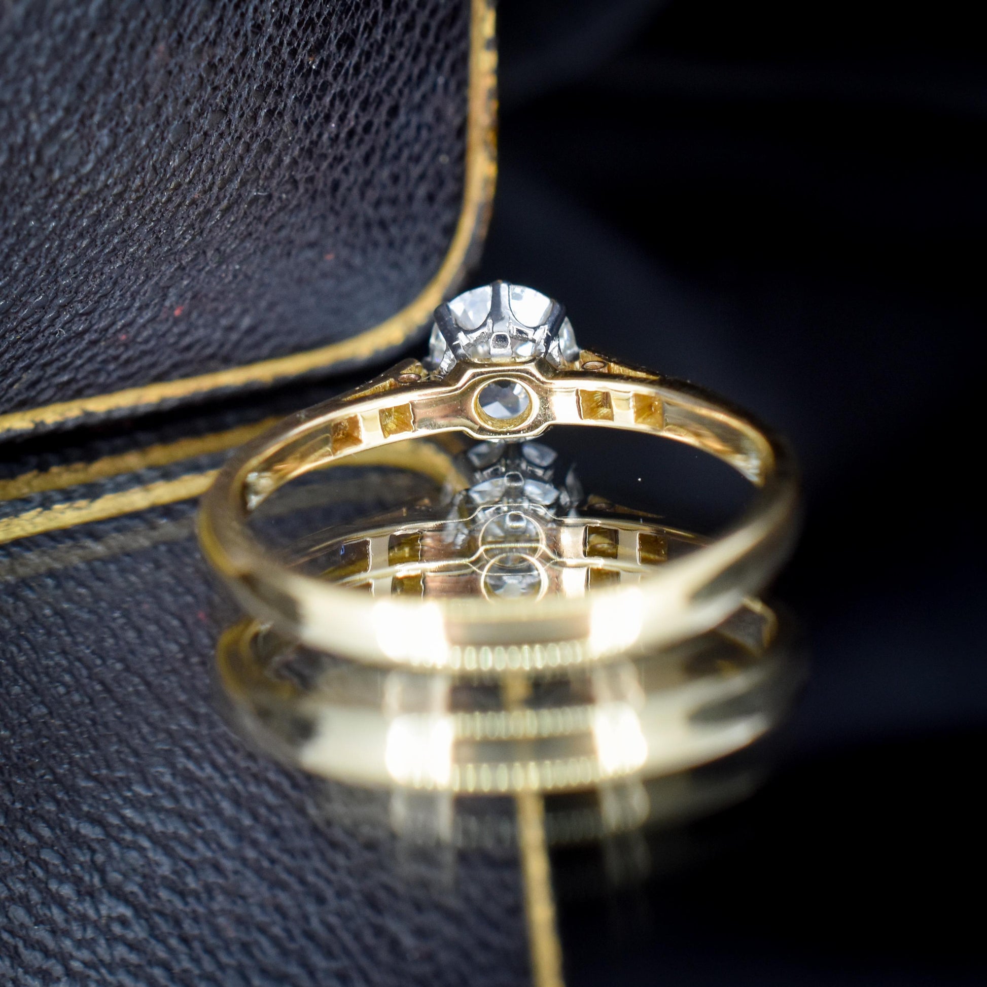 Antique 0.60 Old Cut Diamond 18ct Gold Platinum Solitaire Engagement Ring