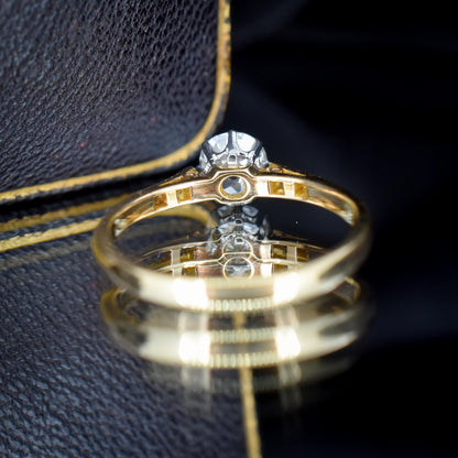 Antique 0.60 Old Cut Diamond 18ct Gold Platinum Solitaire Engagement Ring
