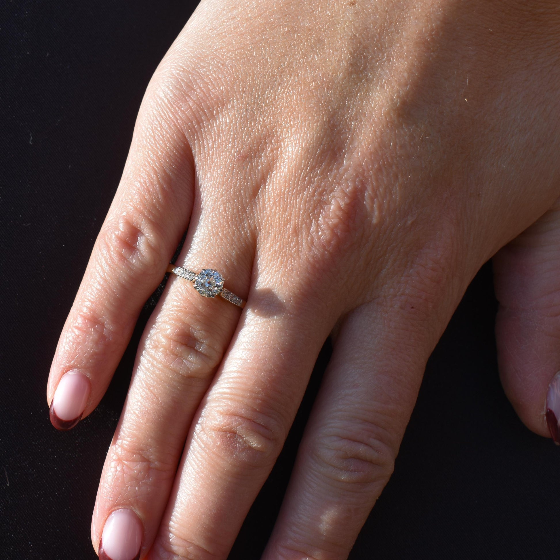 Antique 0.60 Old Cut Diamond 18ct Gold Platinum Solitaire Engagement Ring