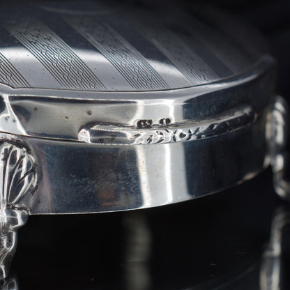 Antique Round Sterling Silver Jewellery Trinket Box - Birmingham 1910