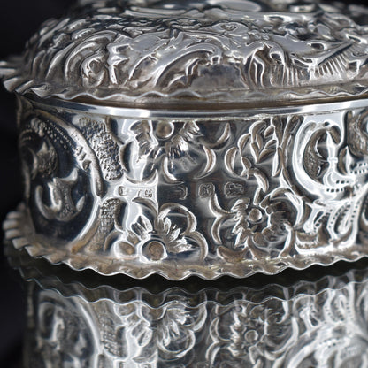 Antique Birmingham 1897 Sterling Silver Heart Trinket Jewellery Box