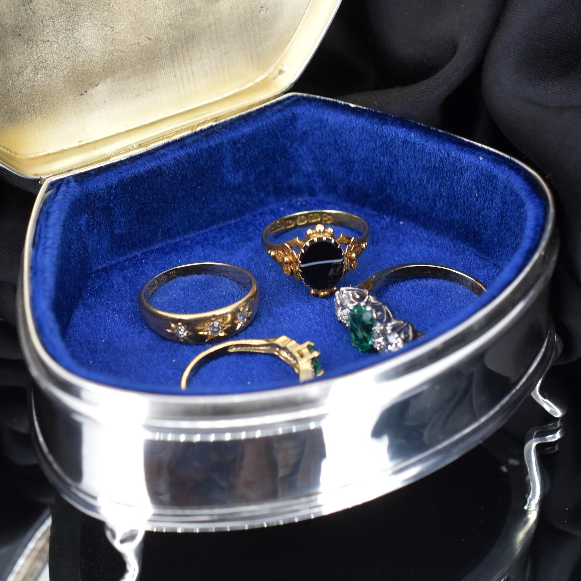 Antique Birmingham 1923 Sterling Silver Clam Trinket Jewellery Box