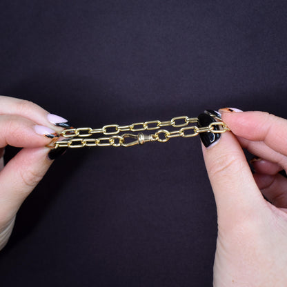 Vintage Gold on Sterling Silver Paper Link Chain Bracelet | 7.5"