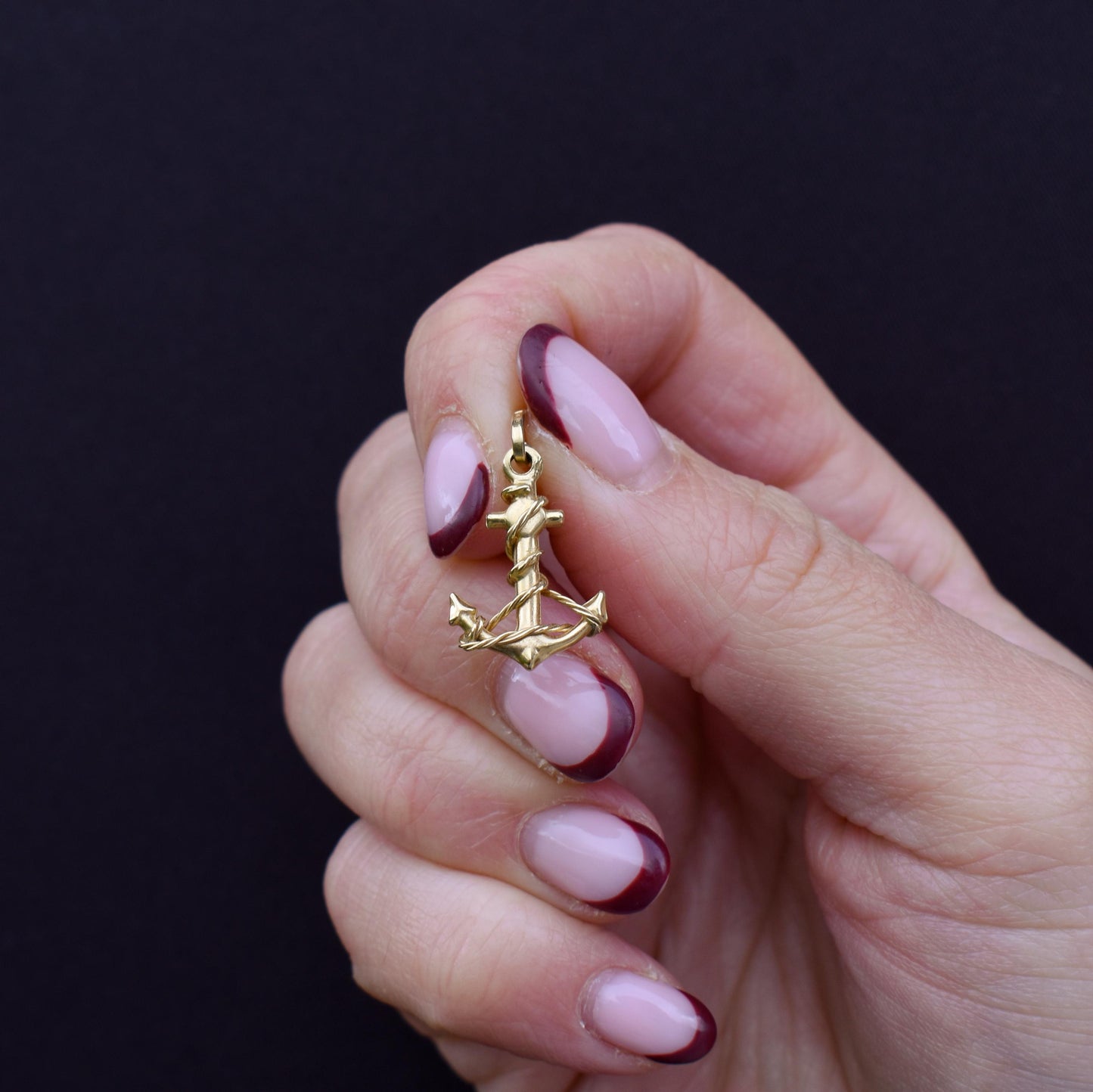 Vintage 18ct Yellow Gold Anchor Rope Nautical Pendant