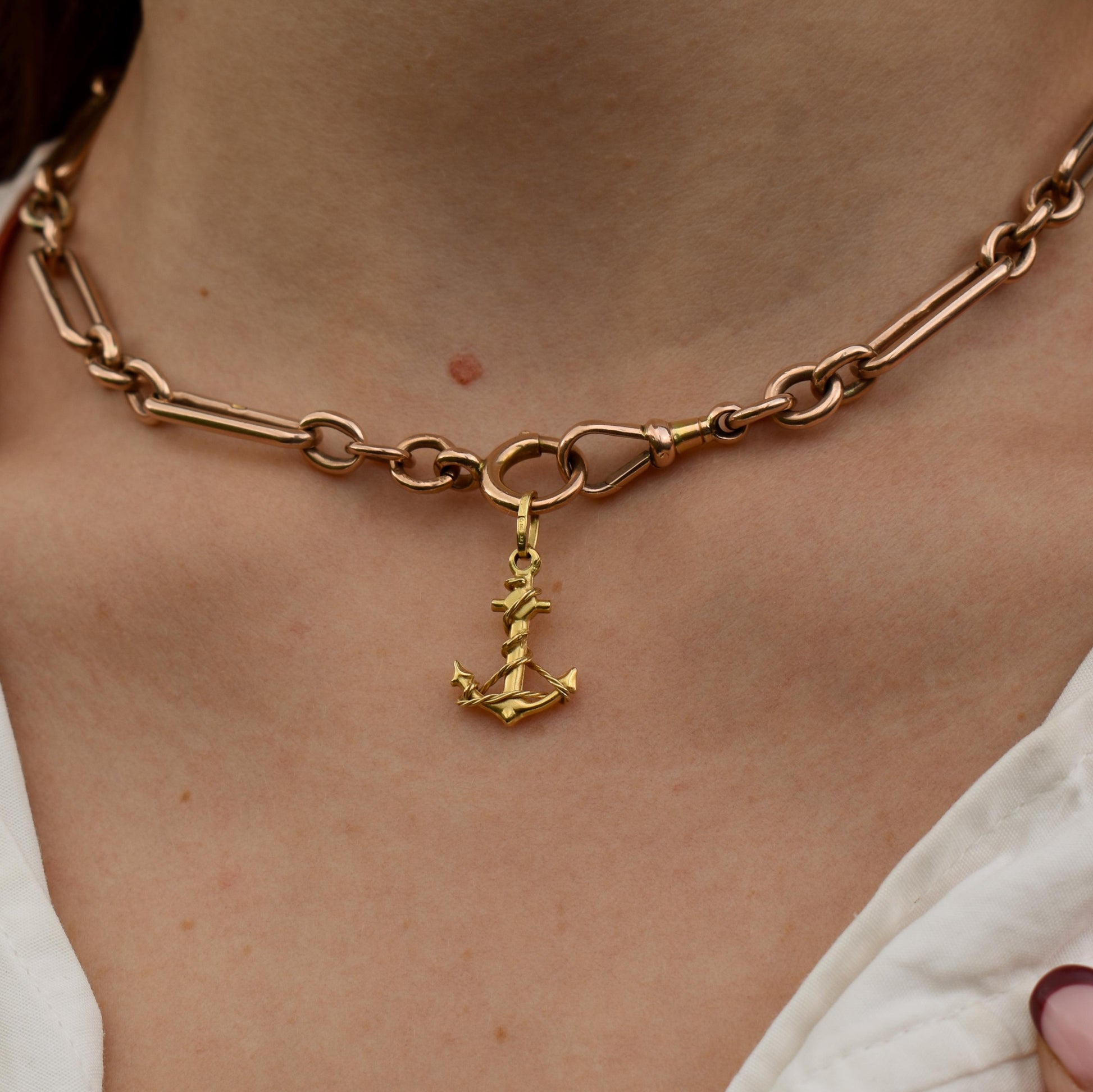 Vintage 18ct Yellow Gold Anchor Rope Nautical Pendant