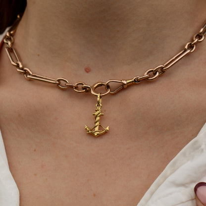 Vintage 18ct Yellow Gold Anchor Rope Nautical Pendant
