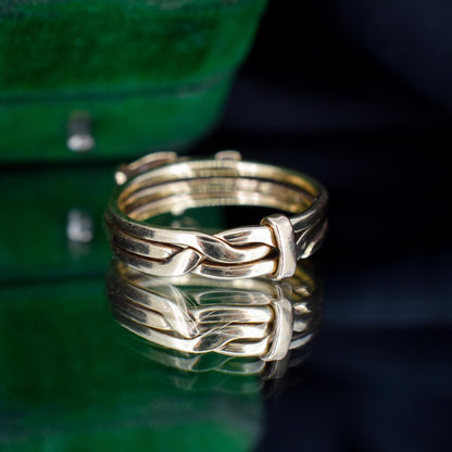 Vintage Love Heart Clasped Hand Fede Gimmel Puzzle 9ct Gold Ring