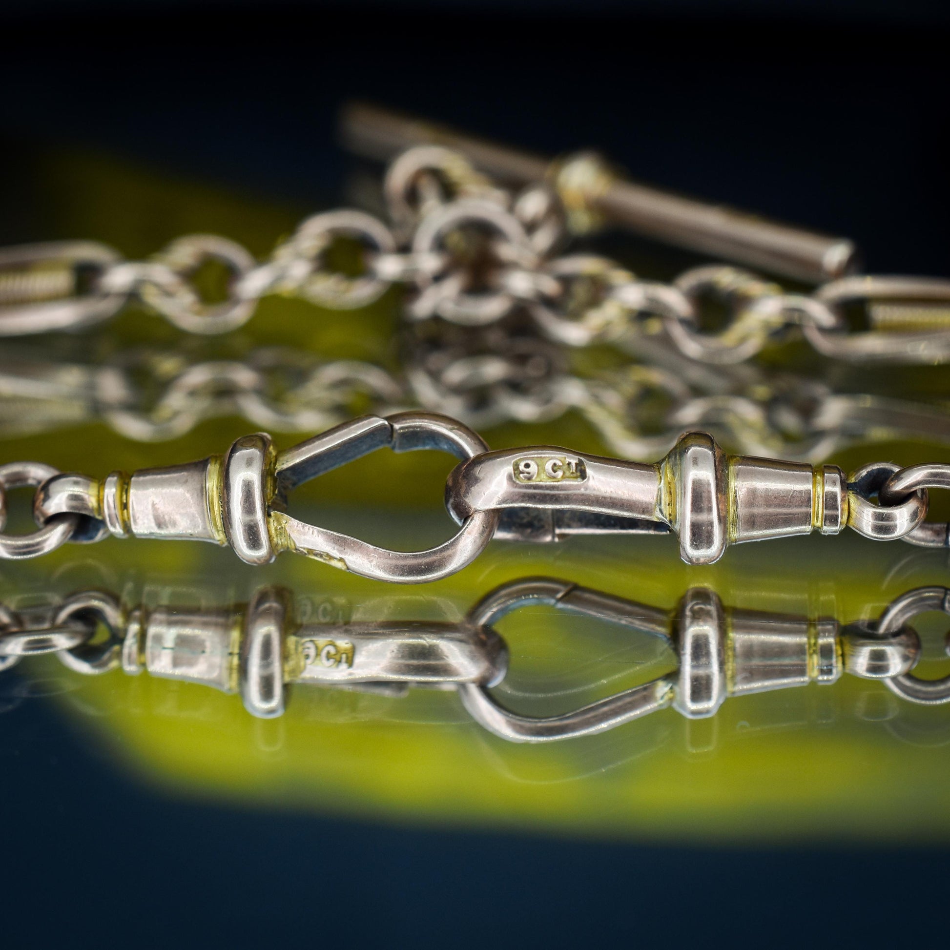 Antique 14.5" 9ct Gold Fetter Knot Link Double Albert Watch Chain Necklace