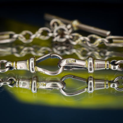 Antique 14.5" 9ct Gold Fetter Knot Link Double Albert Watch Chain Necklace