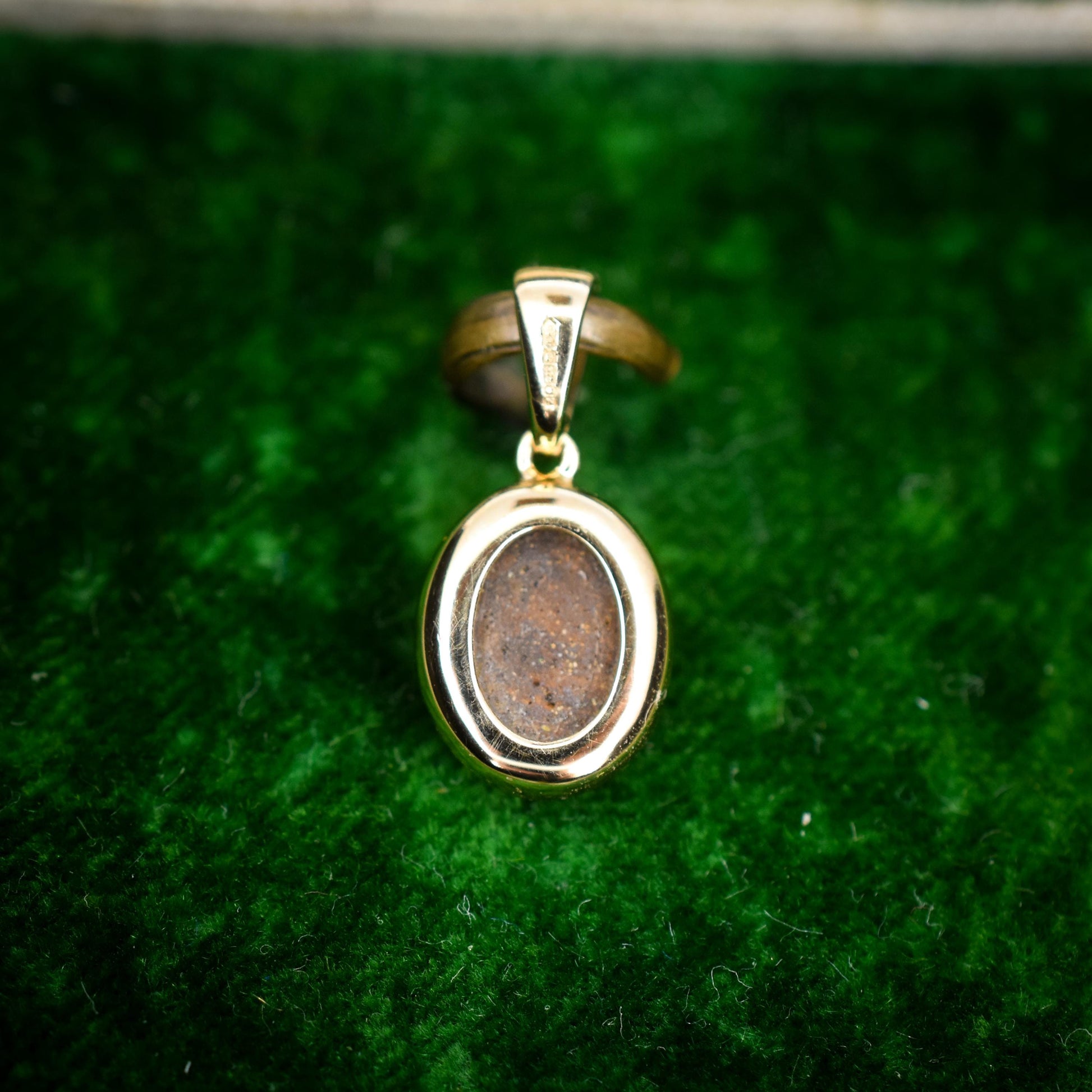 Black Opal Doublet Oval Drop 9ct Yellow Gold Pendant Charm