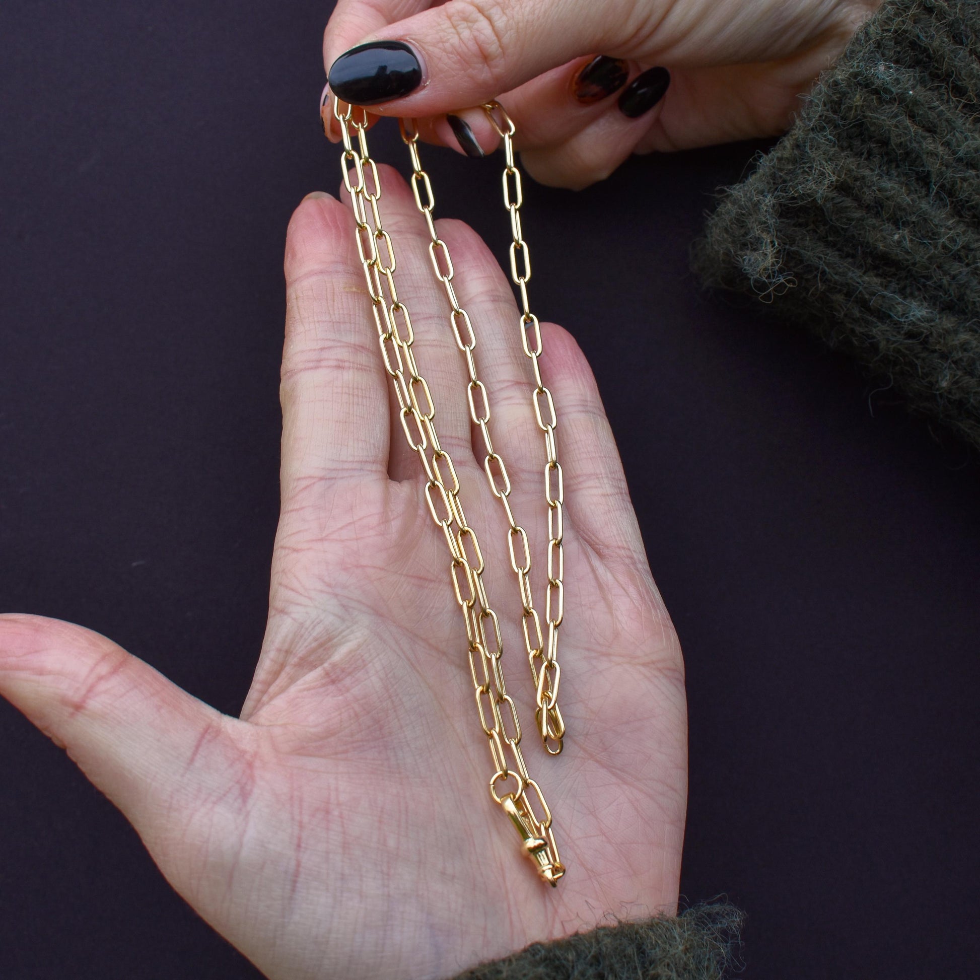 Vintage Gold on Sterling Silver Paper Link Chain Necklace | 23.5"