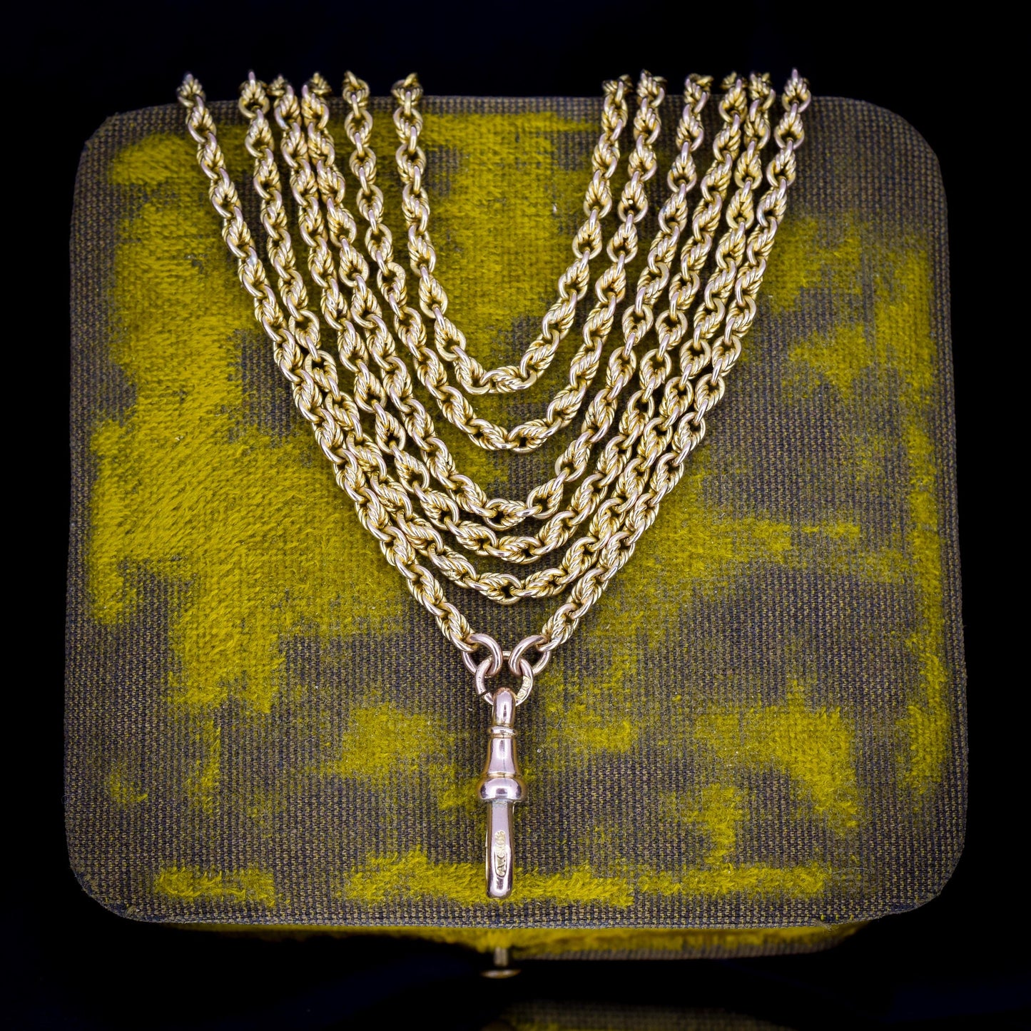 Antique '1904' 9ct Yellow Gold Fetter Link Chain Necklace 55" Length