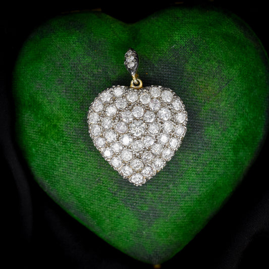 Diamond Heart Pendant 4.0ct Total | Edwardian Style