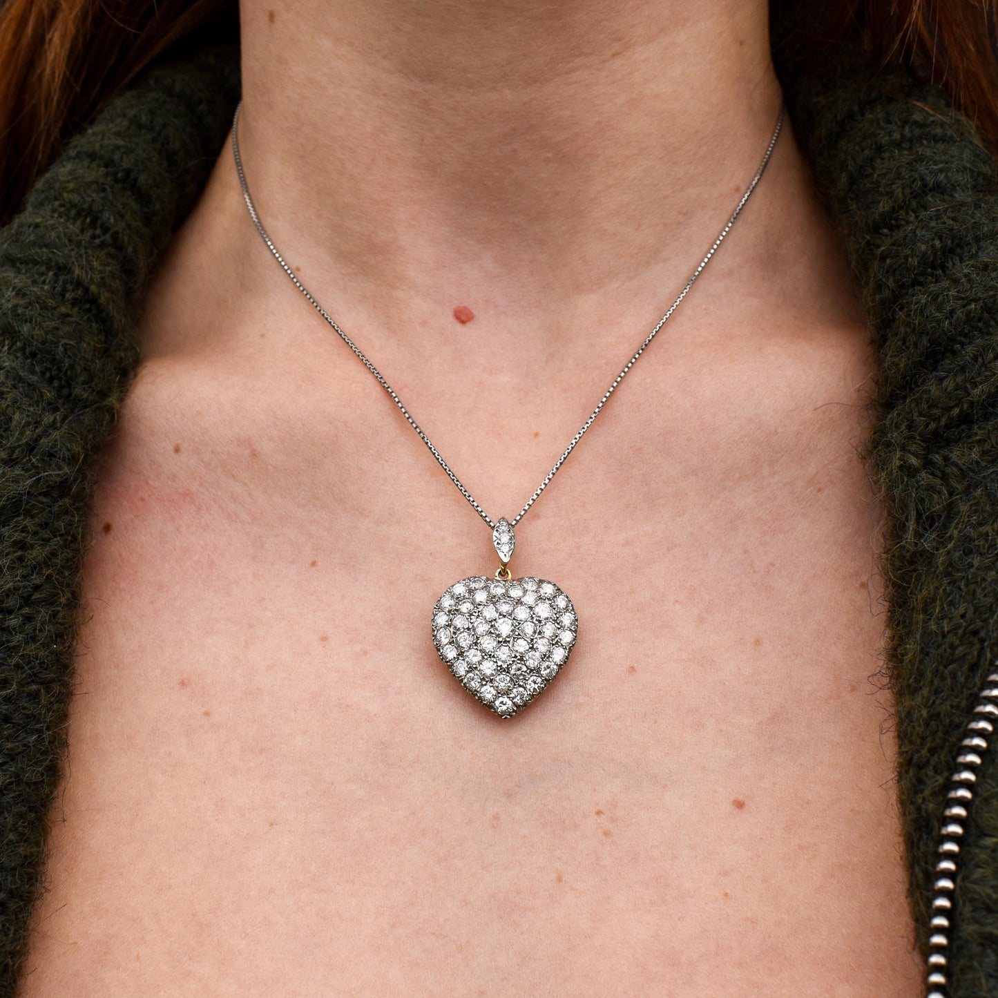 Diamond Heart Pendant 4.0ct Total | Edwardian Style