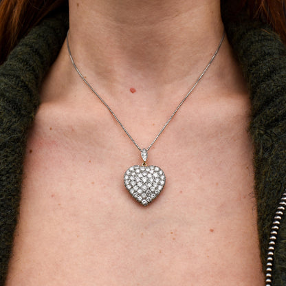 Diamond Heart Pendant 4.0ct Total | Edwardian Style