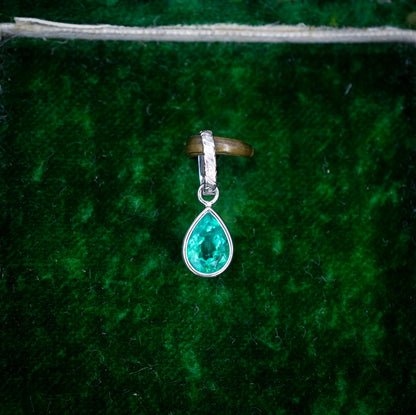 0.58ct Natural Colombian Emerald Platinum Drop Pendant Charm