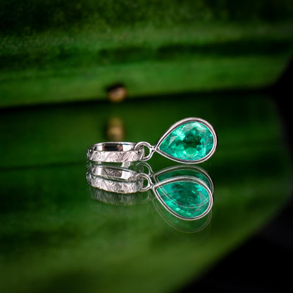 0.58ct Natural Colombian Emerald Platinum Drop Pendant Charm