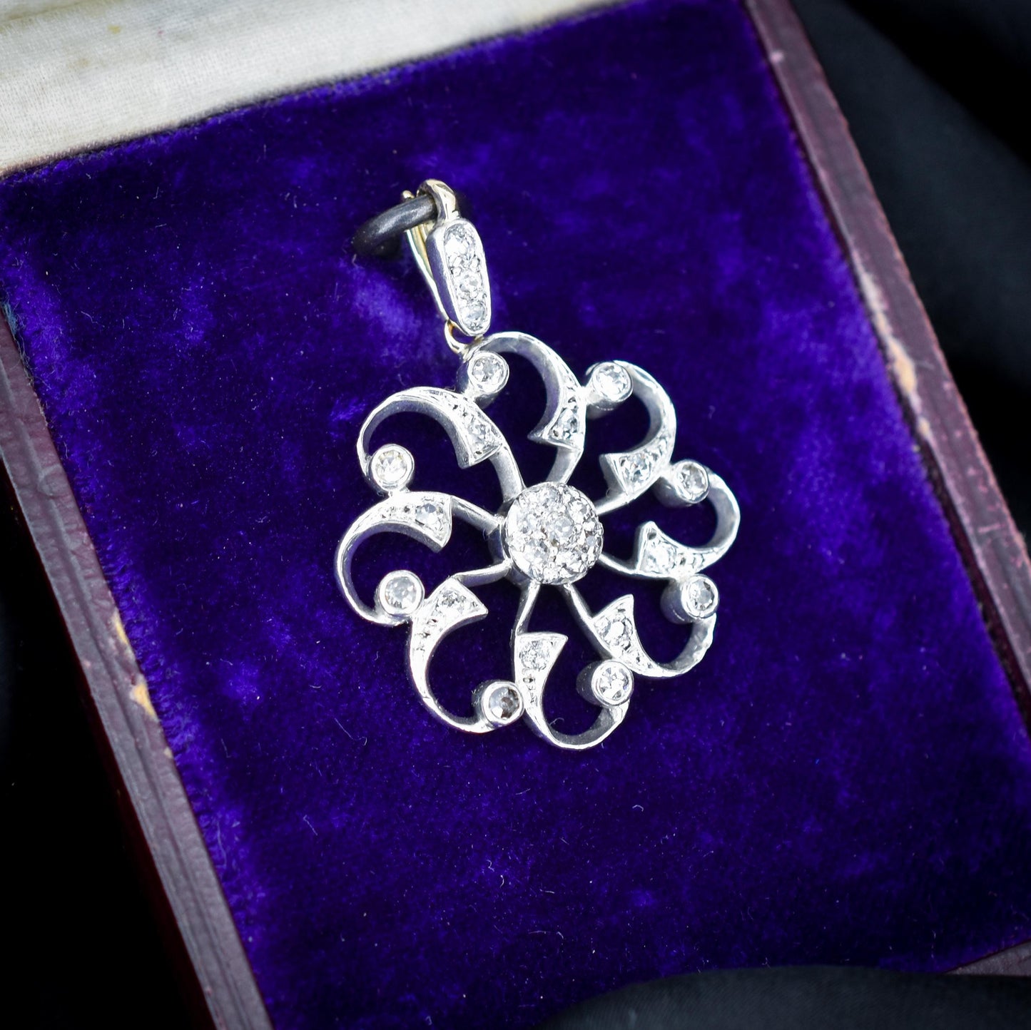 Antique Victorian Old Cut Diamond Snowflake Gold Pendant