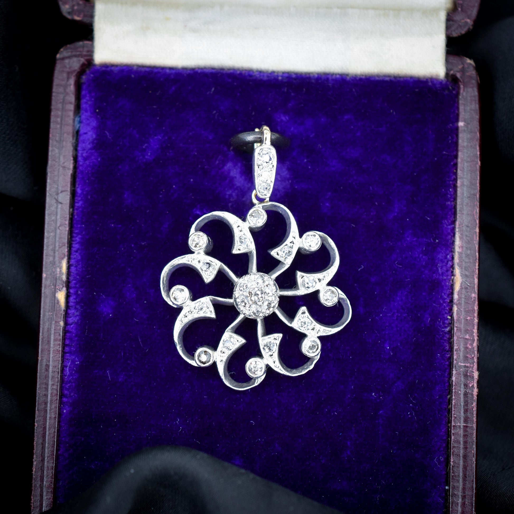 Antique Victorian Old Cut Diamond Snowflake Gold Pendant