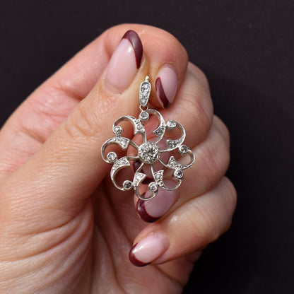 Antique Victorian Old Cut Diamond Snowflake Gold Pendant