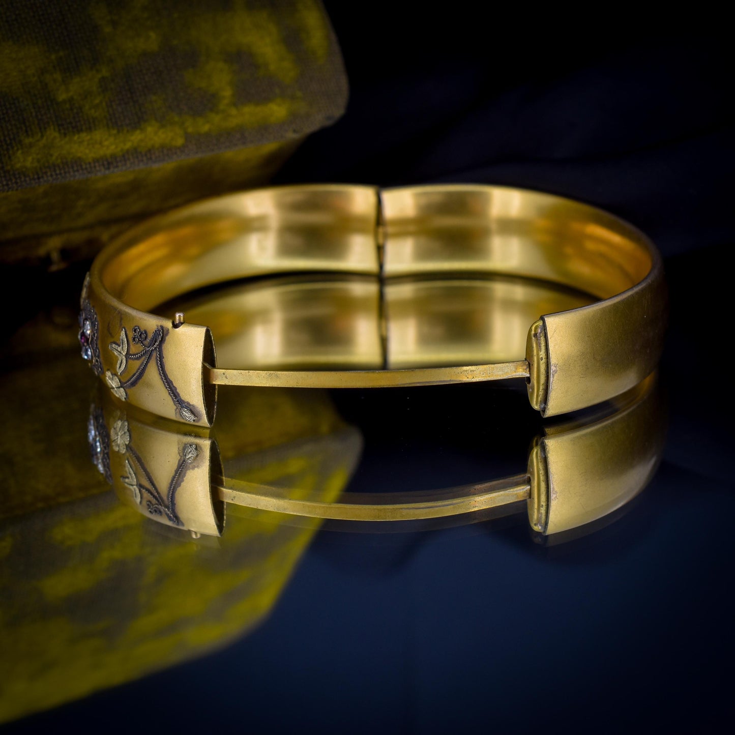 Antique 12ct Gold Filled Floral Paste Bangle Bracelet