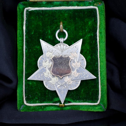 Antique Victorian '1898' Gold Silver Star Medal Pendant