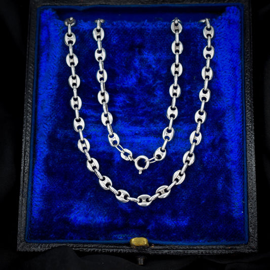 Vintage Sterling Silver 30" Mariner Anchor Link Chain Necklace