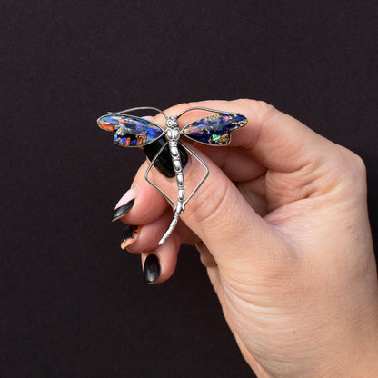 Antique Art Deco Sterling Silver Butterfly Wing Dragonfly Brooch