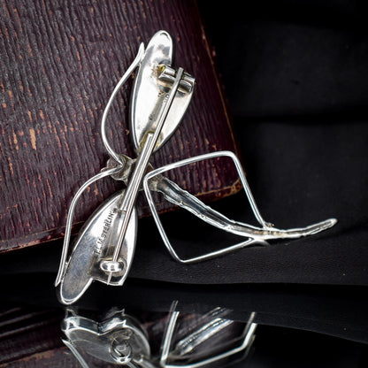 Antique Art Deco Sterling Silver Butterfly Wing Dragonfly Brooch