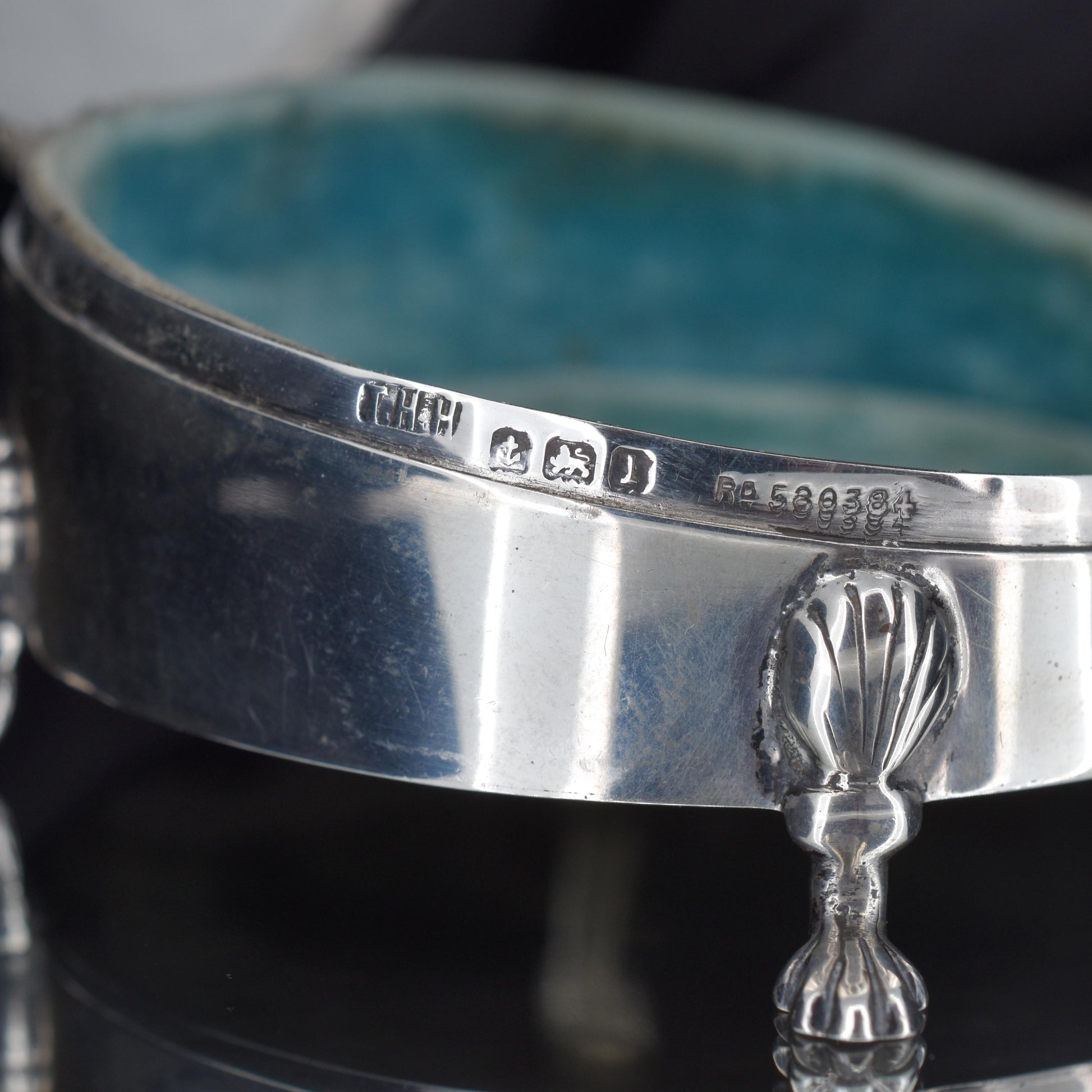 Antique Round Sterling Silver Jewellery Trinket Box - Birmingham 1910