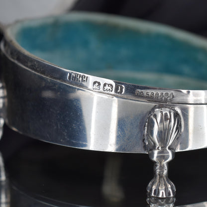 Antique Round Sterling Silver Jewellery Trinket Box - Birmingham 1910