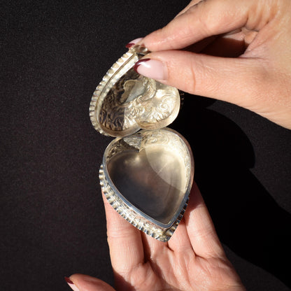 Antique Birmingham 1897 Sterling Silver Heart Trinket Jewellery Box