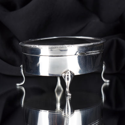 Antique Birmingham 1905 Hallmarked Sterling Silver Oval Jewellery Trinket Box