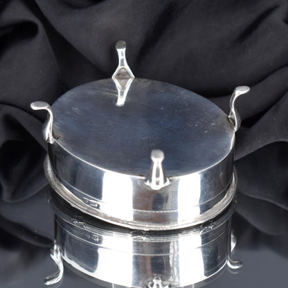 Antique Birmingham 1905 Hallmarked Sterling Silver Oval Jewellery Trinket Box