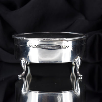 Antique Birmingham 1905 Hallmarked Sterling Silver Oval Jewellery Trinket Box