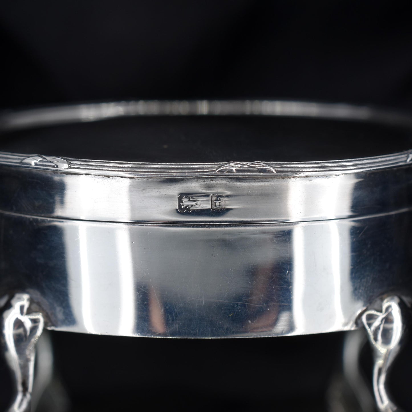 Antique Birmingham 1905 Hallmarked Sterling Silver Oval Jewellery Trinket Box