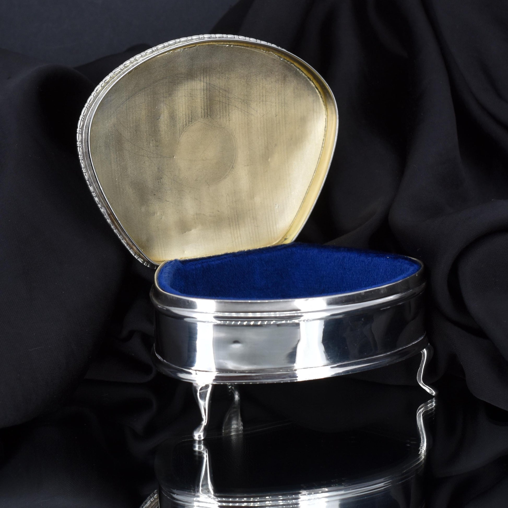 Antique Birmingham 1923 Sterling Silver Clam Trinket Jewellery Box