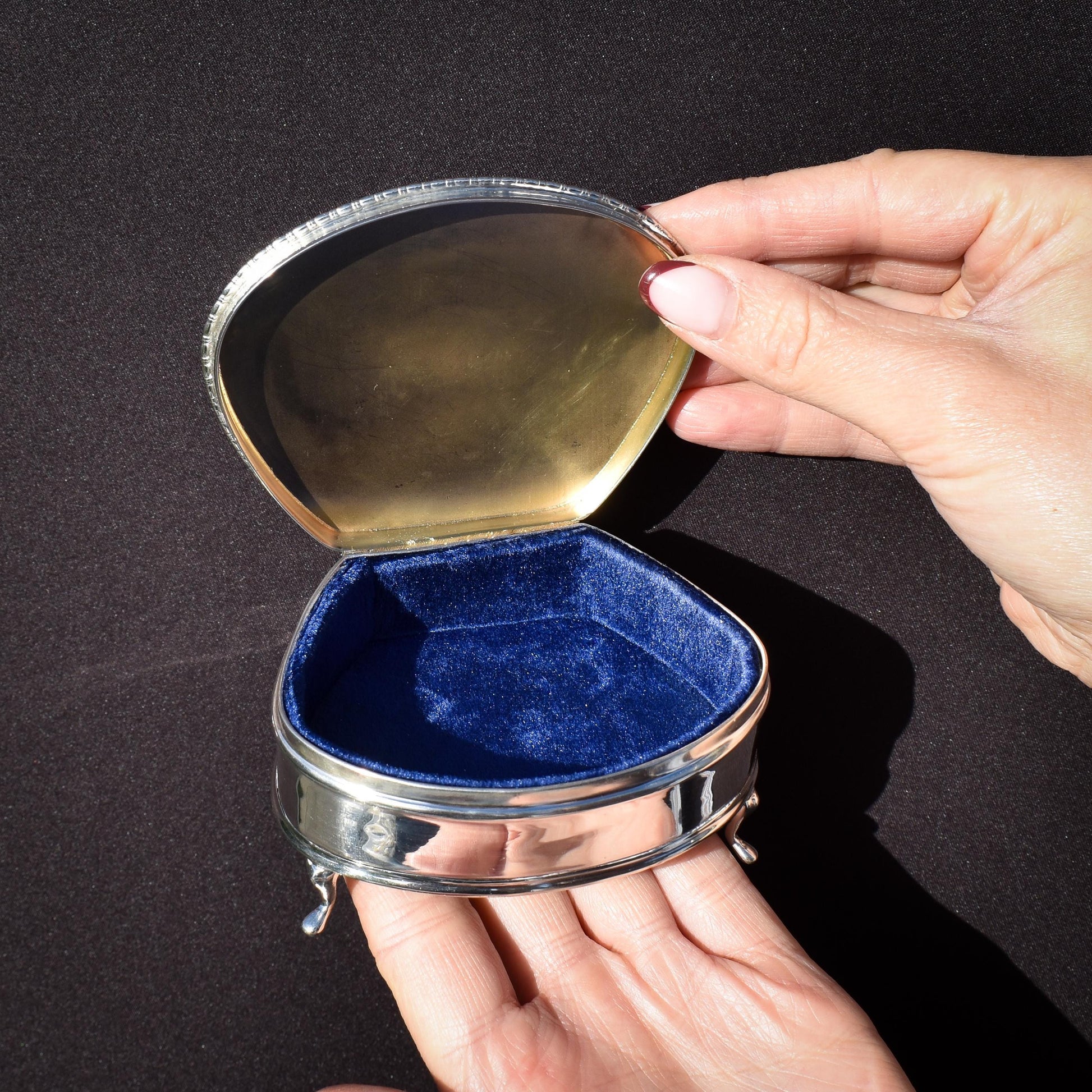 Antique Birmingham 1923 Sterling Silver Clam Trinket Jewellery Box