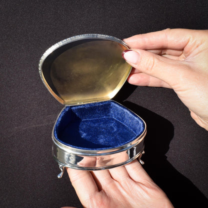 Antique Birmingham 1923 Sterling Silver Clam Trinket Jewellery Box