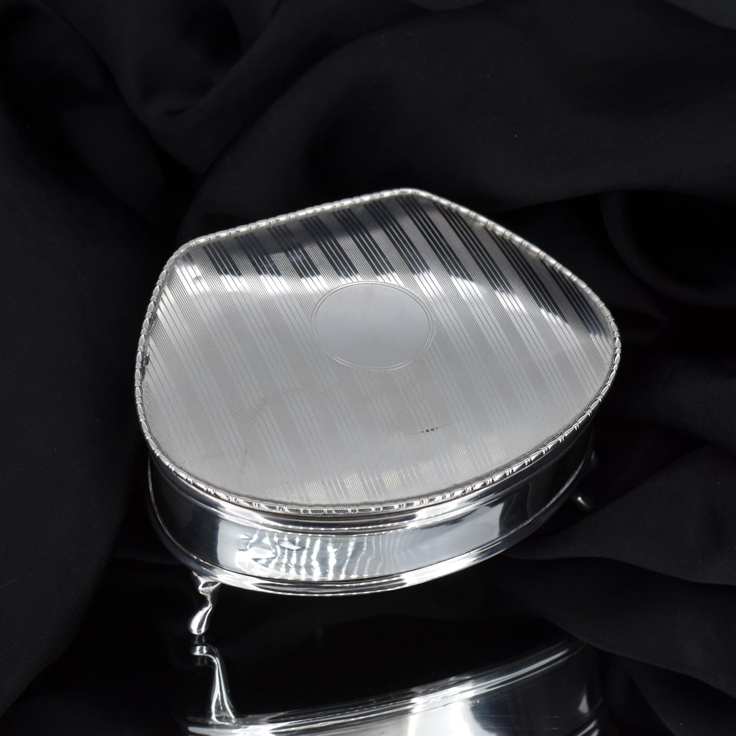 Antique Birmingham 1923 Sterling Silver Clam Trinket Jewellery Box