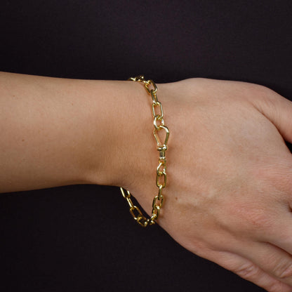 Vintage Gold on Sterling Silver Paper Link Chain Bracelet | 7.5"