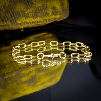 Vintage Gold on Sterling Silver Paper Link Chain Bracelet | 7.5"