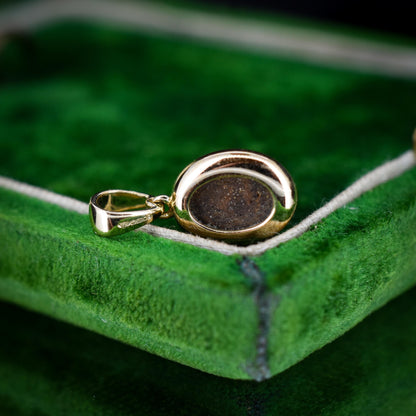 Black Opal Doublet Oval Drop 9ct Yellow Gold Pendant Charm