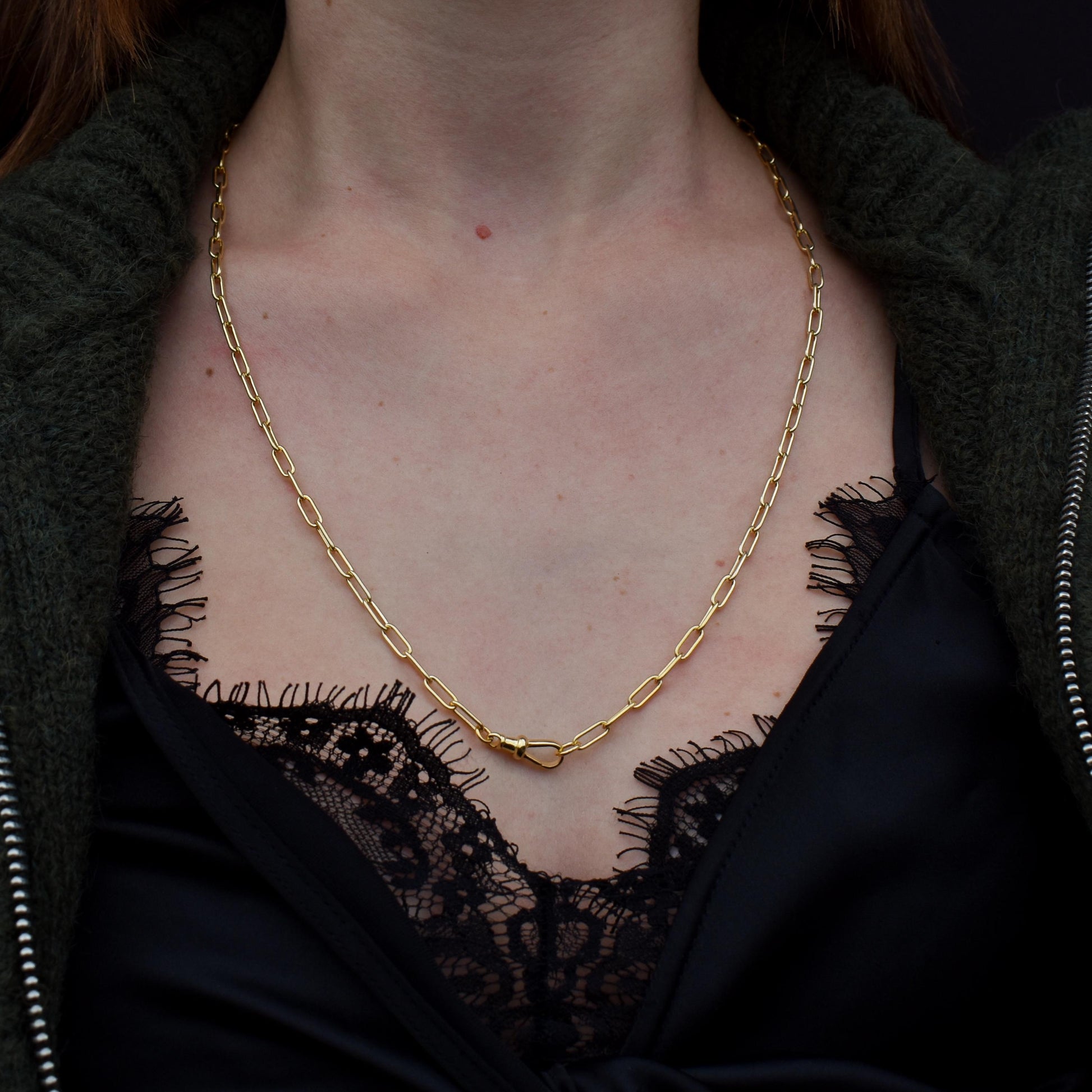 Vintage Gold on Sterling Silver Paper Link Chain Necklace | 23.5"