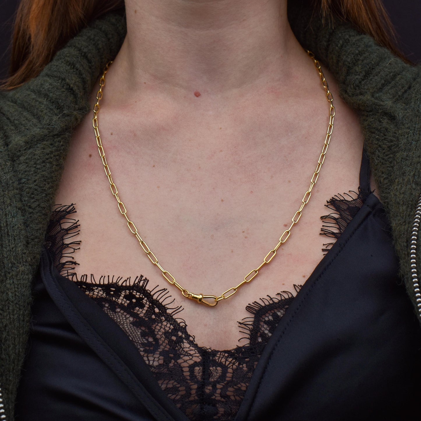 Vintage Gold on Sterling Silver Paper Link Chain Necklace | 23.5"