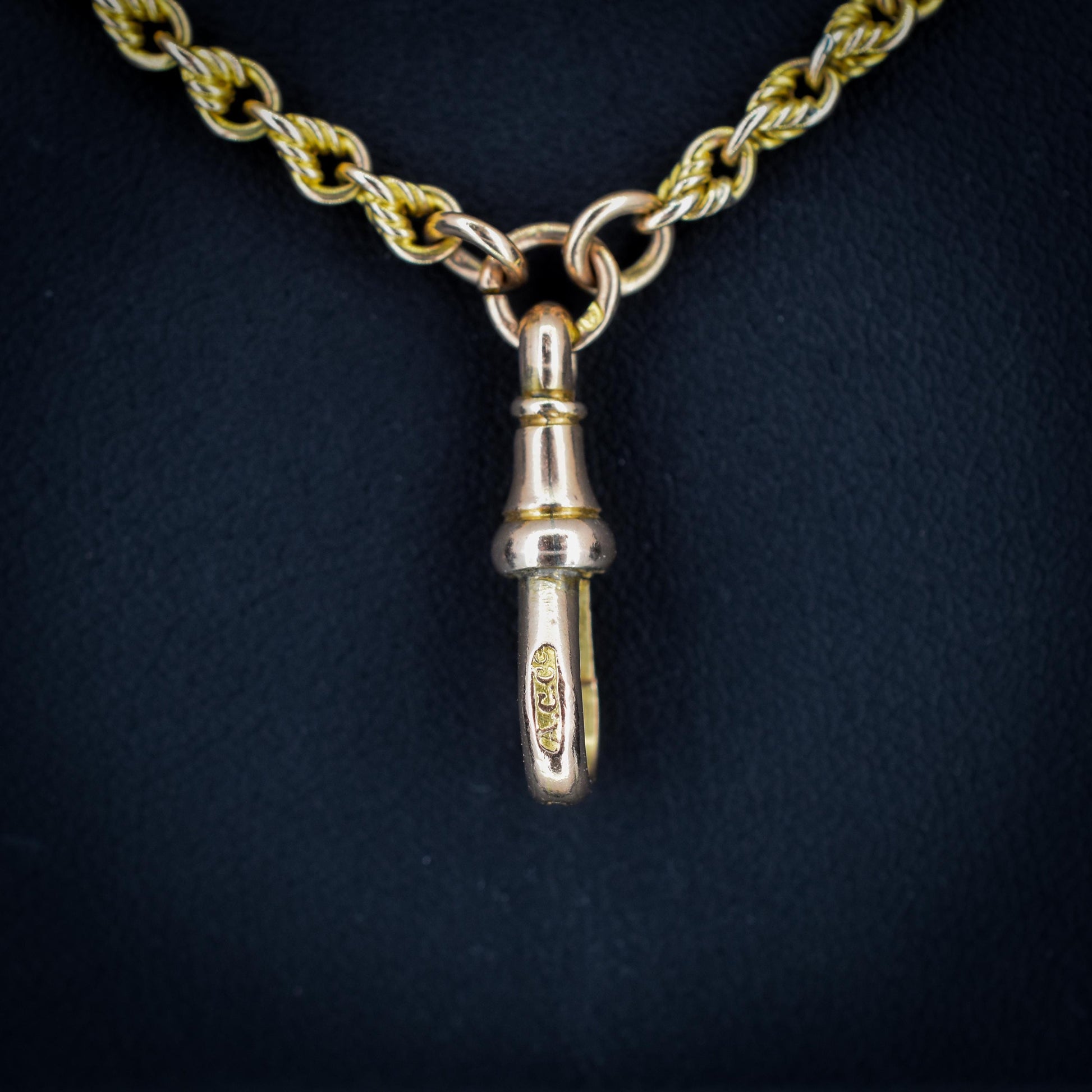 Antique '1904' 9ct Yellow Gold Fetter Link Chain Necklace 55" Length