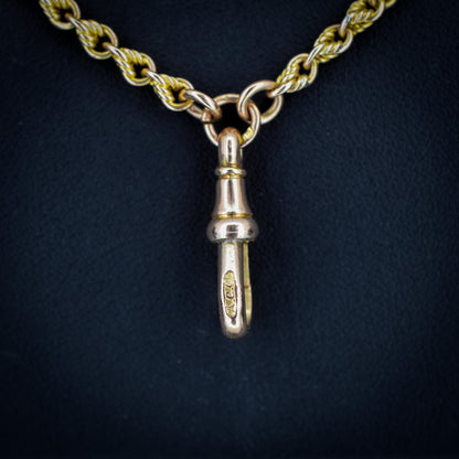 Antique '1904' 9ct Yellow Gold Fetter Link Chain Necklace 55" Length