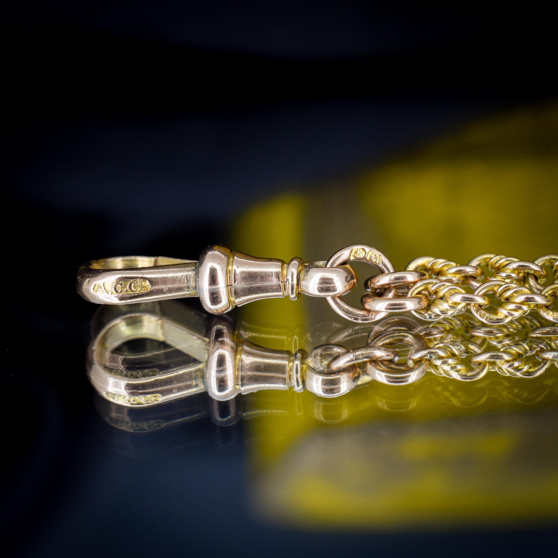 Antique '1904' 9ct Yellow Gold Fetter Link Chain Necklace 55" Length